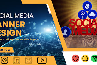 make youtube banner create facebook instagram linkedin post cover design tiktok