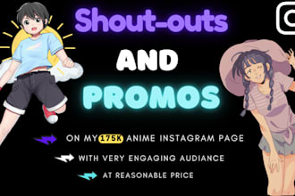 do shoutout promotion on my 165k anime instagram page