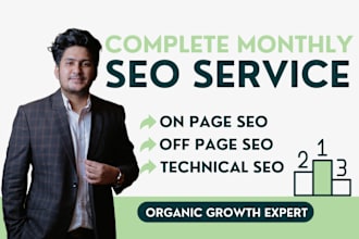 do complete monthly SEO service for website ranking