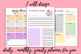 design custom digital weekly, daily planner
