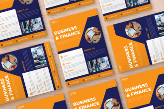design flyer for business and finance service, kids camp, and autumn festival