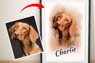 draw custom digital watercolor and oil painting pet portrait
