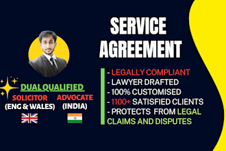 prepare service agreement for client or customer as lawyer