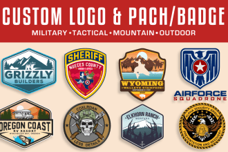 do vintage military tactical and mountain or outdoor logo badge patch design