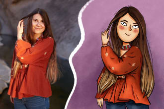 Hot Deals!  draw your cute digital portrait in my unique style