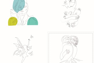 design amazing one line art illustration in 2 hours 24