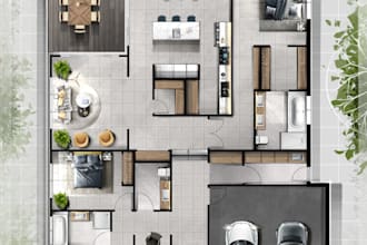draw a 2d colored floor plan