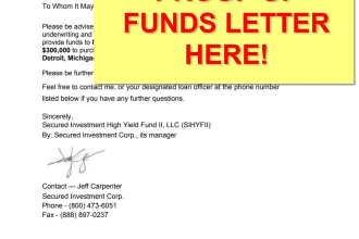 provide you a proof of funds hard money real estate funds letter