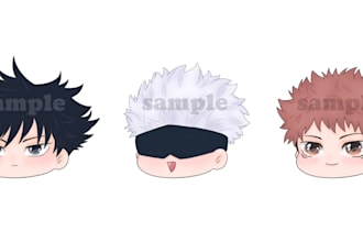 draw you cute chibi anime icon profile pic watermark