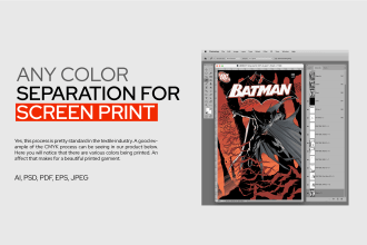 color separation for screen printing cmyk and spot within 6 hour