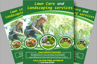 design lawn care, landscape gardening, flyer edam postcard,