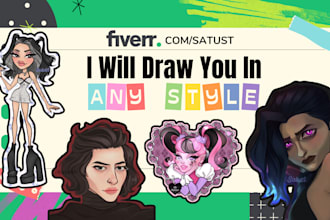 draw you in any style furry, semi realistic, cartoon, manga