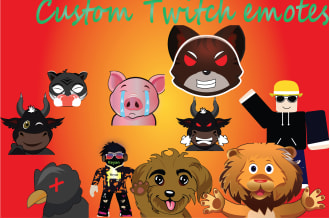 create highly quality custom twitch emotes,sub badges