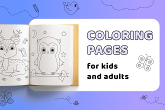 draw coloring book pages or games for kids and adults