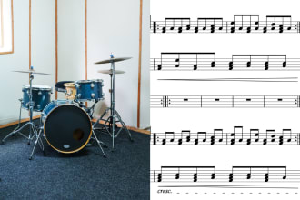 make drum transcription and nice music score of any track