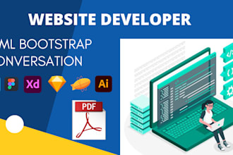 convert xd, figma to HTML CSS bootstrap responsive website