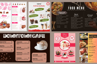 do restaurant menu design, dessert flyer design, food menu