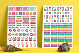 modern custom planner sticker and journal sticker design