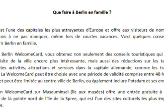 write an amazing article for your travel website in french