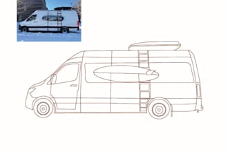 make vector line art,one line art of any diagram, product illustration