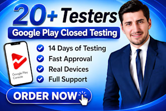 provide 12 testers for google play closed testing for 14 days 12 app tester