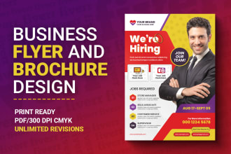 design job hiring flyer, poster, brochure, lookbook, and sell sheet