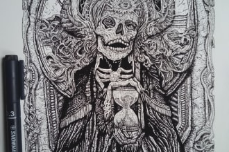 draw amazing pen and ink horror, monster, demon, dark art