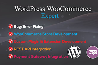 do customize, develop wordpress wocommerce website and integrate API