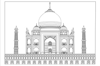 draw detailed building line art and product line art