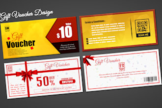 design ticket gift voucher coupon and thank you card