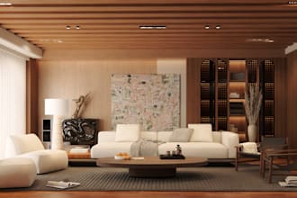 design living room or dining room interior  in 3d and render