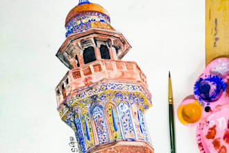 paint a picture in realistic watercolors by hand