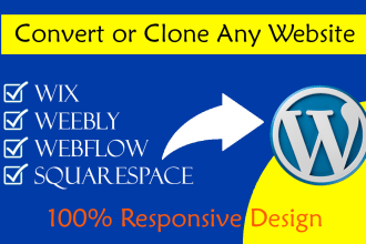 convert clone, copy or transfer wix, squarespace to wordpress website