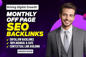 provide complete monthly SEO service for google first page ranking