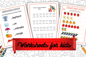 design kindergarten, preschool, montessori worksheets