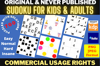 make 700 sudoku puzzles original never published for KDP