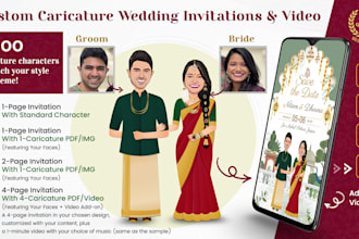 design caricature wedding invitation with illustration