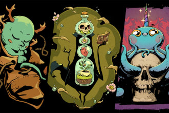 draw unique character design, concept art or illustration