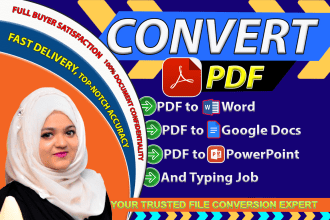 convert PDF to word, google docs, powerpoint, typing services