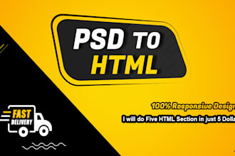 convert PSD to HTML CSS responsive design