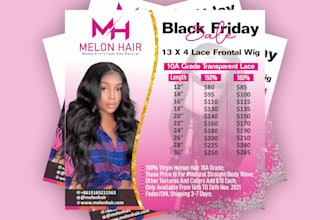design hair extension and lash extension flyers