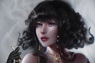 draw 2d card game character concept art illustration design