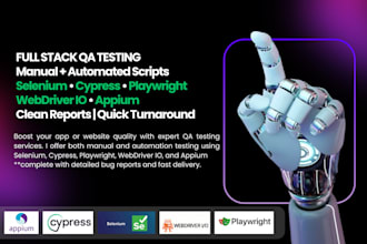 top tier QA test automation using selenium, playwright, appium, webdriverio