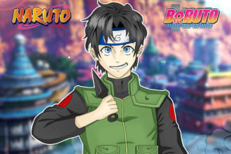 draw you or your oc in naruto boruto manga anime style character