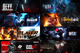 design custom gaming banner for youtube, twitch, twitter, header