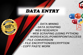 do any type of data entry, web research, data scraping work