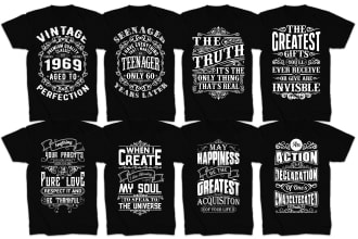 provide modern typography and vintage t shirt designs