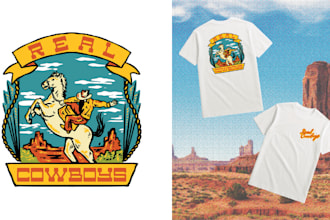 do great western cowboy illustration for apparel