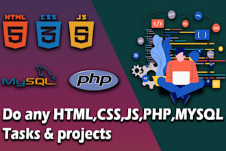 do php javascript html css js react js web tasks and web projects