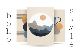 design minimalist wall art or poster in boho style